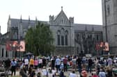 Crowds gathered outside the funeral of Glen Hansard at St Patrick's Cathedral in Dublin. The Oscar-winning Irish musician and activist died in a motorcycle crash last week
