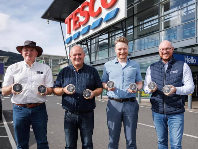 From left - Irish Black Butter’s International Ambassador Alastair Bell, PRM Group Key Account Sales Development Manager Gary Hopkins, David Thompson, Buying Manager – Dairy at Tesco Northern Ireland and Clandeboye Estate Yoghurt Commercial Director Patrick Black.