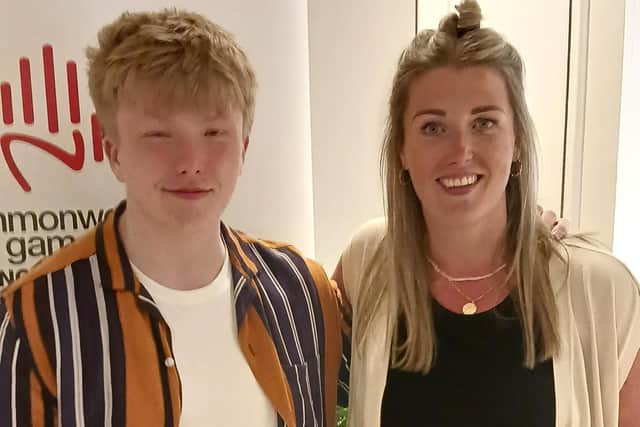 Team NI netball player Lisa Bowman with her son Harry.