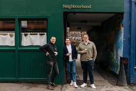 Neighbourhood Café will open the doors on its new venue this July which will be located beside the forthcoming Austin, Texas outpost of The Dead Rabbit. Pictured is Jack McGarry, managing partner, The Dead Rabbit, Oisin McEvoy, co-owner, Neighbourhood Café and Ryan Crown, co-owner, Neighbourhood Café and Crown Creative, at the Neighbourhood Café, Belfast