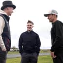 Franco Bourne (centre) with fellow North West 200 newcomer Storm Stacey (left) and Josh Brookes during a recent visit to the north coast. (Photo by Stephen Davison/Pacemaker Press)