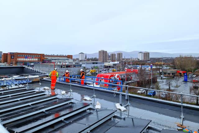 Solar panels on the roof of the new Yorkgate station