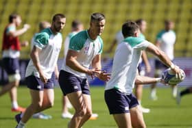 Ireland's Johnny Sexton during the Captain's Run at the Stade de la Beaujoire in Nantes on Friday. (Photo by Andrew Matthews/PA Wire).