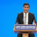 Prime Minister Rishi Sunak delivers his keynote speech at the Conservative Party annual conference at Manchester Central convention complex.  Photo: Danny Lawson/PA Wire