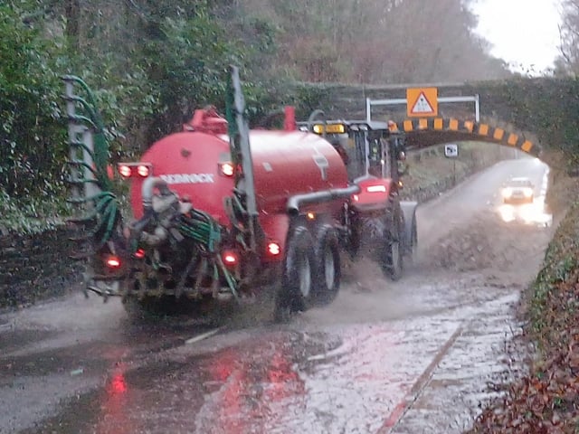 For this tractor, travelling through the flooding on the Ballysallagh Road outside Bangor was easy, and it did not hesitate. Pic Ben Lowry Saturday January 17 2026