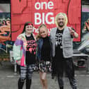 Becky Bellamy and Connor Kerr from of Another World Belfast receive a surprise ‘One Big Thank You’ from Eurovision pop sensation Sonia as the BBC’s The One Show visited their Swap Shop in Belfast City Centre.