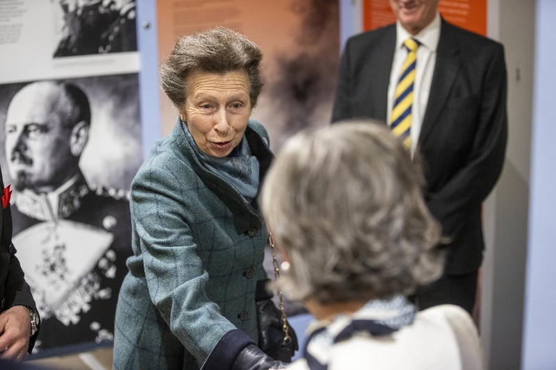 The Princess Royal  attends the reopening of HMS Caroline and the Pumphouse at Alexandra Dock, in the Titanic Quarter, Belfast, following an extended period of closure due to the covid pandemic. Picture date: Tuesday April 25, 2023. PA Photo. Photo credit should read: Liam McBurney/PA Wire