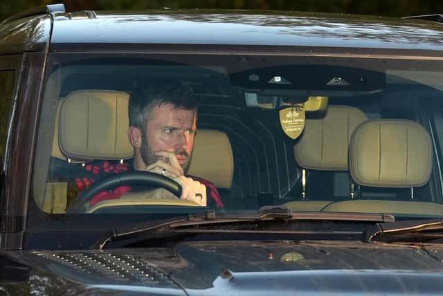 Manchester United manager Michael Carrick arriving at Carrington Training Centre on Tuesday morning. (Photo by Annabel Lee-Ellis/Press Association)