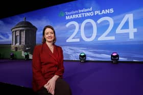 Tourism Ireland today launched details of its marketing strategy and plan to promote Northern Ireland overseas in 2024. Tourism Ireland aims to increase the economic value of overseas tourism to Northern Ireland, growing revenue by an average +6.5% per year over the next six years to 2030. Pictured is Alice Mansergh, chief executive designate of Tourism Ireland, at the launch of Tourism Ireland’s 2024 marketing plan in Belfast