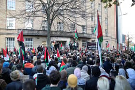 A pro-Palestine demonstration took place in Belfast on Saturday