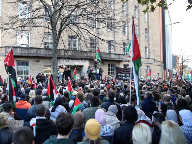 A pro-Palestine demonstration took place in Belfast on Saturday