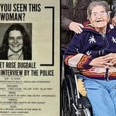 A 'wanted' poster for Dugdale in the 1970s, and a picture of her posted online by Sinn Fein TD Mark Ward in 2021