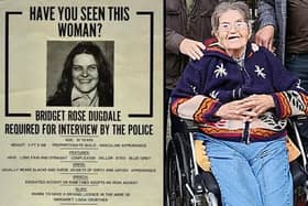 A 'wanted' poster for Dugdale in the 1970s, and a picture of her posted online by Sinn Fein TD Mark Ward in 2021