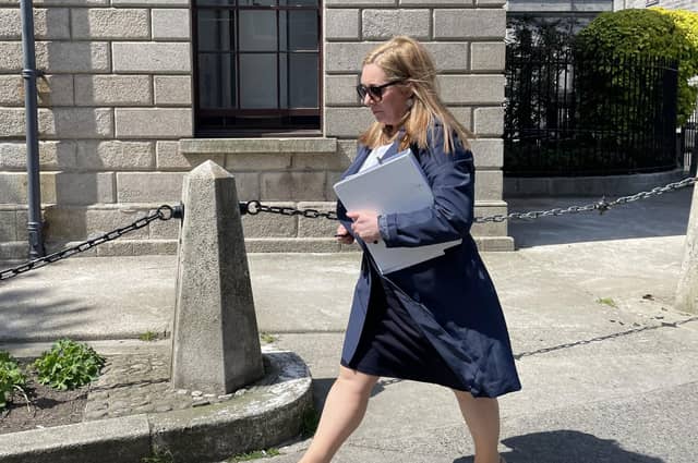 Spotlight reporter Jennifer O'Leary at the High Court in Dublin, where former Sinn Fein president Gerry Adams is bringing a legal action against the BBC over allegations about the murder of an MI5 spy