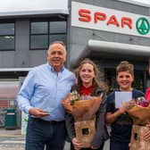 Peter McBride MBE says the loyalty shown by the communities he operates in has been the secret to his success, as he celebrates 35 years in business. Operating 16 SPAR stores across counties Tyrone, Fermanagh, and Armagh, Peter provides 550 jobs for people from the local communities and surrounding areas. Pictured are Peter McBride with his daughter and son, Ava McBride and Ben McBride and his wife, Julie McBride, celebrating Peter’s successful 35 years in business
