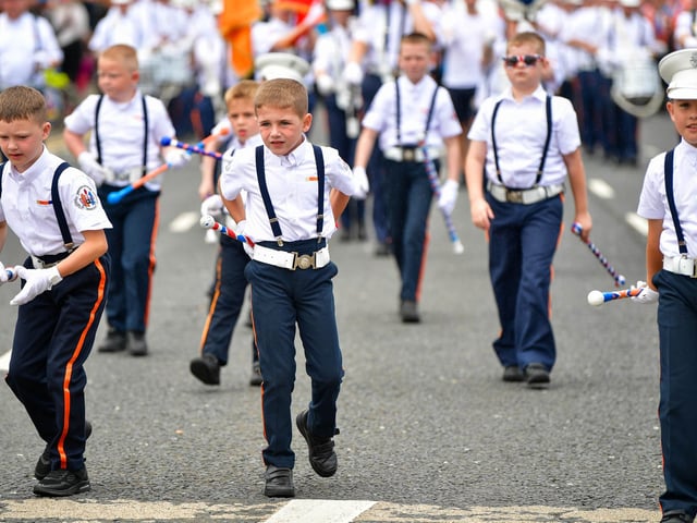 The Twelfth celebrations in Coleraine, hosted by Macosquin District LOL No. 8 parade though the town. Visiting districts to Coleraine include City of Londonderry Grand Orange Lodge; Coleraine District LOL No. 2; and Limavady District LOL No. 6.