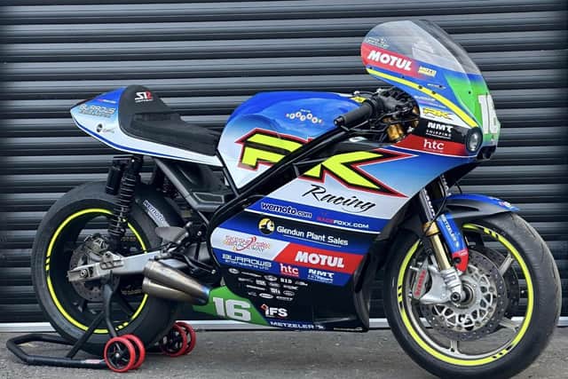 This is the Paton S1R machine Mike Browne will ride in the Supertwin races at the Isle of Man TT