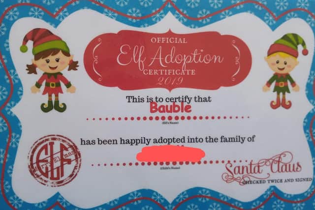The family used Bauble the elf to help prepare Mary for adoption