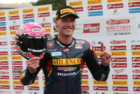 Milenco by Padfett's Honda rider Davey Todd won the National Superstock 1000 title at Donington Park on Sunday. Picture: David Yeomans Photography.