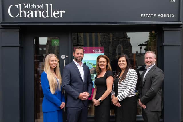 Michael Chandler, one of Northern Ireland's leading property professionals, has entered into a new partnership with renowned North Down Estate Agent David Best. Pictured are Camy Chandler, sales and lettings negotiator, Michael Chandler, Laura Chandler, managing director, Clare Wylie, associate director and David Best, partner and managing director of the Holywood office of Michael Chandler Estate Agents