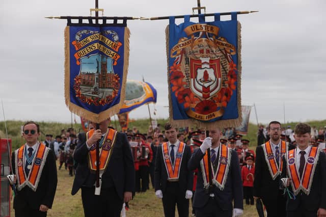 The Rising Sons of William, Queens LOL.1845 making their way to the field during the Twelfth Celebrations in Rossnowlagh, Co.Donegal last year. Photo by John McVitty / Press Eye.
