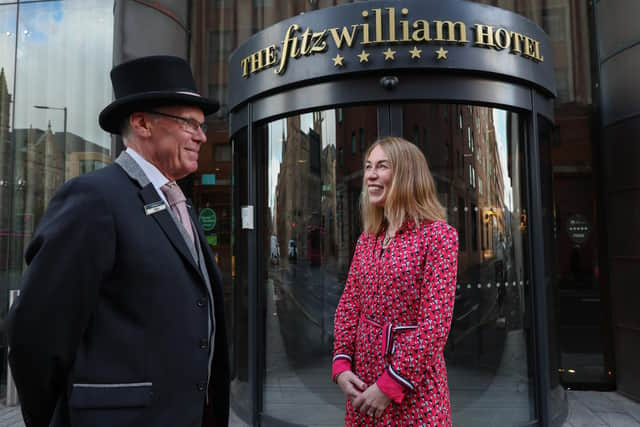 Nigel Wilson, concierge at the Fitzwilliam Hotel in Belfast pictured with Eimear Callaghan, head of experience and industry development at Tourism Northern Ireland