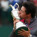 Rory McIlroy kisses the Claret Jug after his victory in the 143rd Open Championship at Royal Liverpool in 2014 - one of four majors won by the Northern Ireland-born player