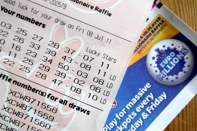 A general view of a EuroMillions lottery ticket