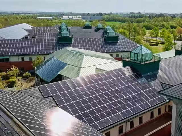 A £1.2m solar panel system on top of Causeway Hospital. Photo: Northern Health Trust