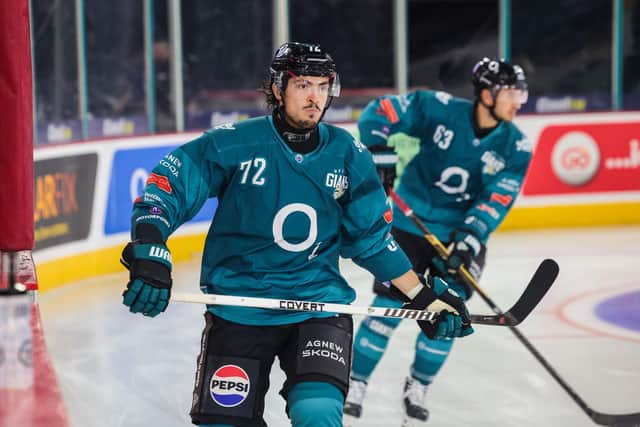 Belfast Giants’ Cole Shudra (#72) during the warm-up before a pre-season exhibition game against Denmark's Herlev Eagles at The O2 Belfast. Photo William Cherry/Presseye