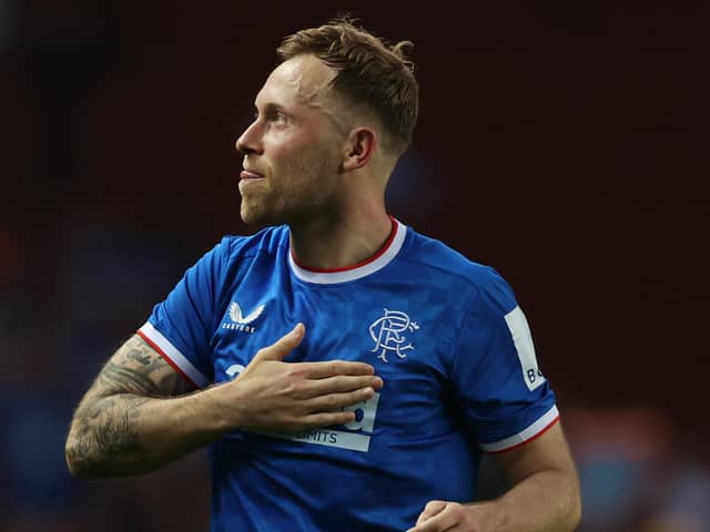 Scott Arfield following full-time for Rangers during the cinch Scottish Premiership match against Heart of Midlothian at Ibrox in May. (Photo by Ian MacNicol/Getty Images)