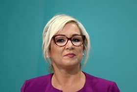 DUP leader Gavin Robinson has said he does not believe that Michelle O’Neill, pictured, is a “First Minister for all”.  (Photo by Charles McQuillan/Getty Images)