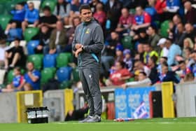 Linfield manger David Healy during their Europa Conference League qualifying first-leg against KF Vllaznia of Albania. PIC: Colm Lenaghan/Pacemaker Press