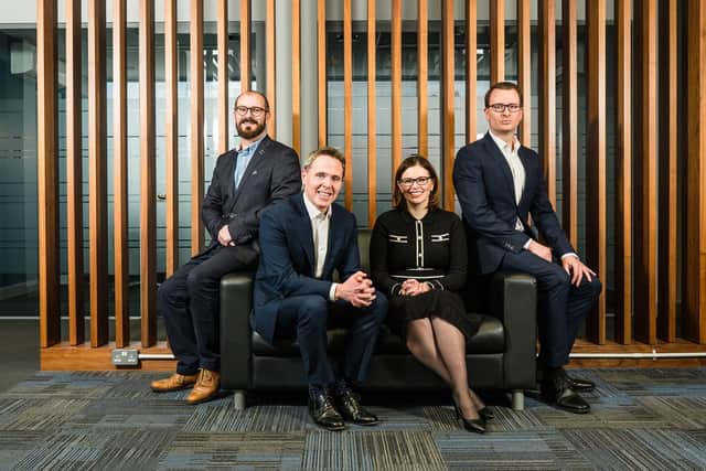 Corporate law firm A&L Goodbody (ALG) has announced three senior appointments in Northern Ireland. Pictured are John Palmer, partner, Michael Neill, head of Belfast Office, Caroline McNally, Of Counsel and James Flanagan, partner