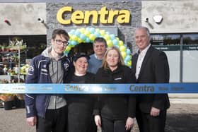 Officially launching the new Centra store in Annaclone which has converted from the Mace brand, are Anna and Frank McPolin with their son Eoin and daughter Sharon, who are co-owners of the store. They are joined by Paddy Murney, retail sales director for Musgrave NI , owner of the Centra brand