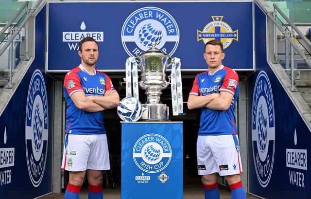 Linfield’s Jamie Mulgrew and Kyle McClean ahead of tomorrow's Irish Cup final against Cliftonville. PIC: Stephen Hamilton/Presseye