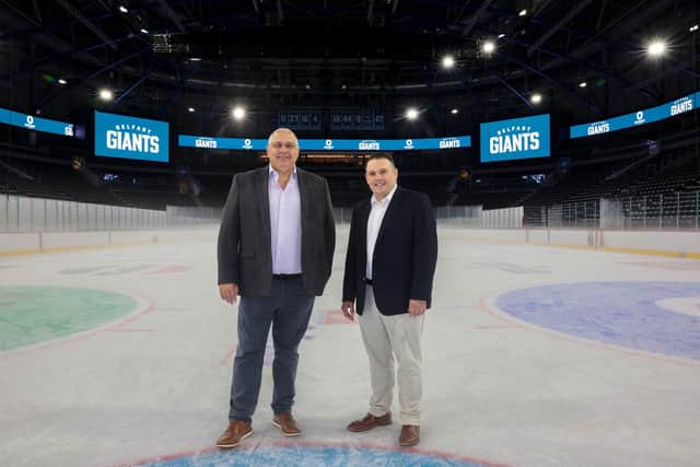Craig Barrington, associate director of Estates and Facilities, The Odyssey Trust and Rene Blamey, head of technical and HESQ, Merson Digital at The O2 Belfast