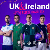 Captains of the nations involved with the UEFA EURO 2028 bid: Harry Kane (England), Seamus Coleman (Republic of Ireland), Steven Davis (Northern Ireland), Andy Robertson (Scotland) and Aaron Ramsey (Wales)