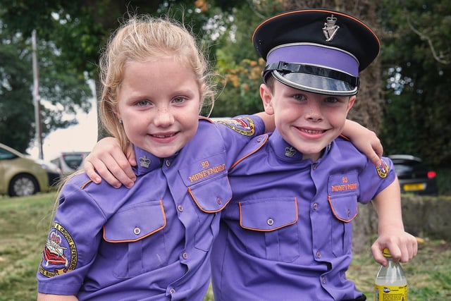 Brother and sister Molly and Charlie who stepped out with Moneymore Flute band at the Last Saturday Demonstration in Moneymore.