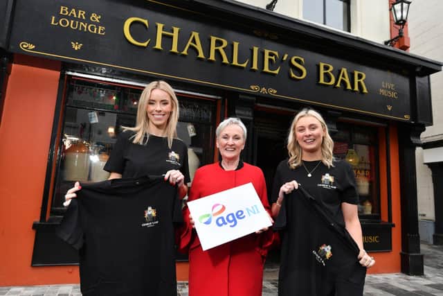 Una Burns, manager and third generation of family owned Charlie’s Bar Enniskillen and Sarah Thompson, founder of embroidery company, Ted and Stitch are joined by Siobhan Casey, director of marketing and business development at Age NI