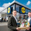 Lidl Northern Ireland will mark a key milestone in Strabane next week when it opens the new £8 million future-focused flagship store at Strabane Retail Park that will anchor its wider multimillion-pound investment plans for the site. Pictured are Ivan Ryan, regional managing director, Lidl Northern Ireland and J.P. Scally, chief executive officer of Lidl Ireland and Lidl Northern Ireland