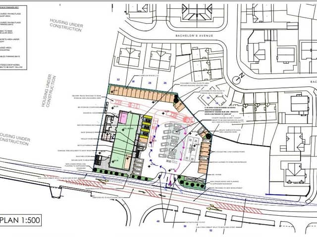 A site plan for the proposed filling station.