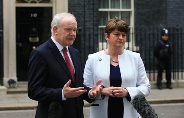 The first and catastrophic mistake within unionism after the 2016 Brexit vote was the then DUP leader, Arlene Foster, co-signing with McGuinness, a letter to the prime minister and the EU seeking special arrangements for Northern Ireland. Photo: Jonathan Brady/PA Wire