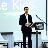 Jonathan Buckley pictured at his 'Let Kids Be Kids' event in September 2023 in south Belfast
