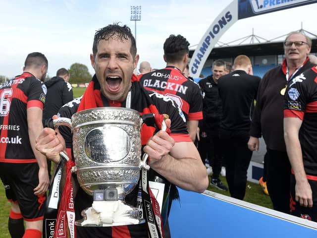 Sean Ward celebrates winning the Premiership title with Crusaders in 2018. PIC: INPHO/Stephen Hamilton