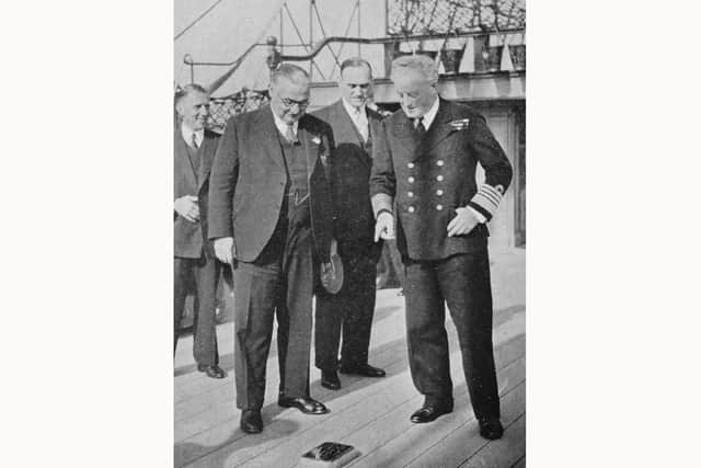 On September 27, 1941, Mr Ernest Bevin the wartime Minister of Labour and National Service visited HMS Victory.
