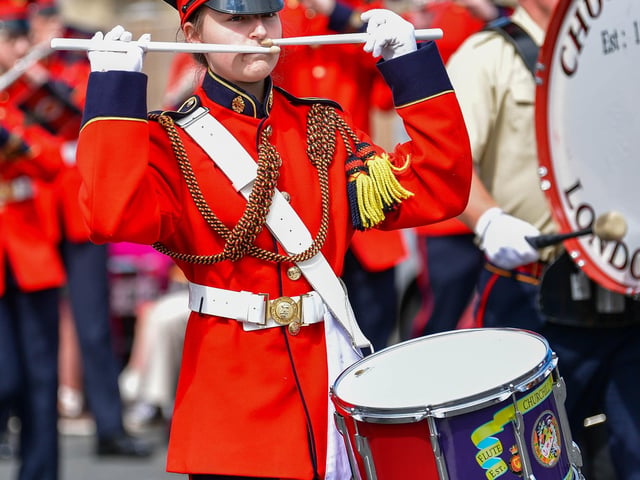 The Twelfth celebrations in Coleraine, hosted by Macosquin District LOL No. 8 parade though the town. Visiting districts to Coleraine include City of Londonderry Grand Orange Lodge; Coleraine District LOL No. 2; and Limavady District LOL No. 6.
