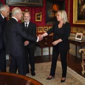 King Charles III meeting with Sinn Fein vice president Michelle O'Neill at Hillsborough Castle, Co Down, in September 2022, at the time of the death of Queen Elizabeth II. Ms O'Neill expressed her sympathies over the death of the Queen as Stormont party representatives met the new monarch at Hillsborough Castle