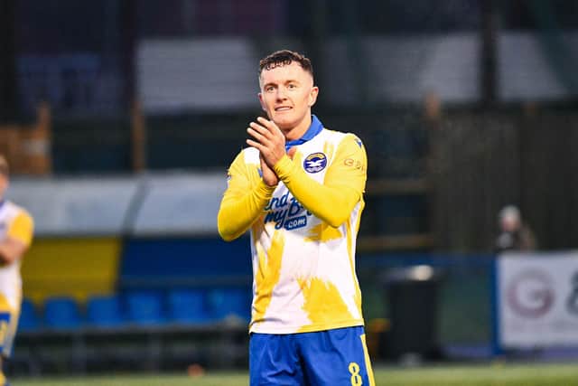 Tiarnan Mulvenna's late goal salvaged a point for Bangor. (Photo by Andrew McCarroll/Pacemaker Press)