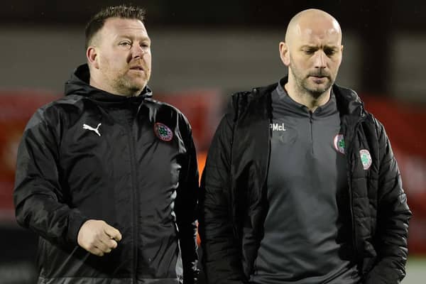 Cliftonville manager Paddy McLaughlin (right) and assistant Declan O'Hara